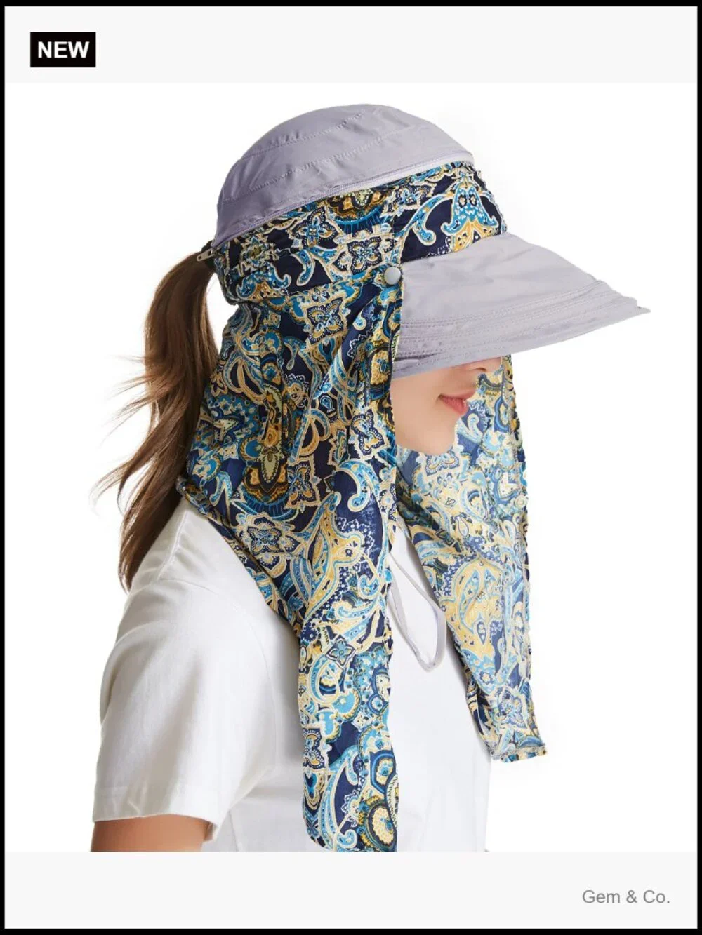 UPF 50+ Wide Brim Sun Hat with Neck Flap for Women